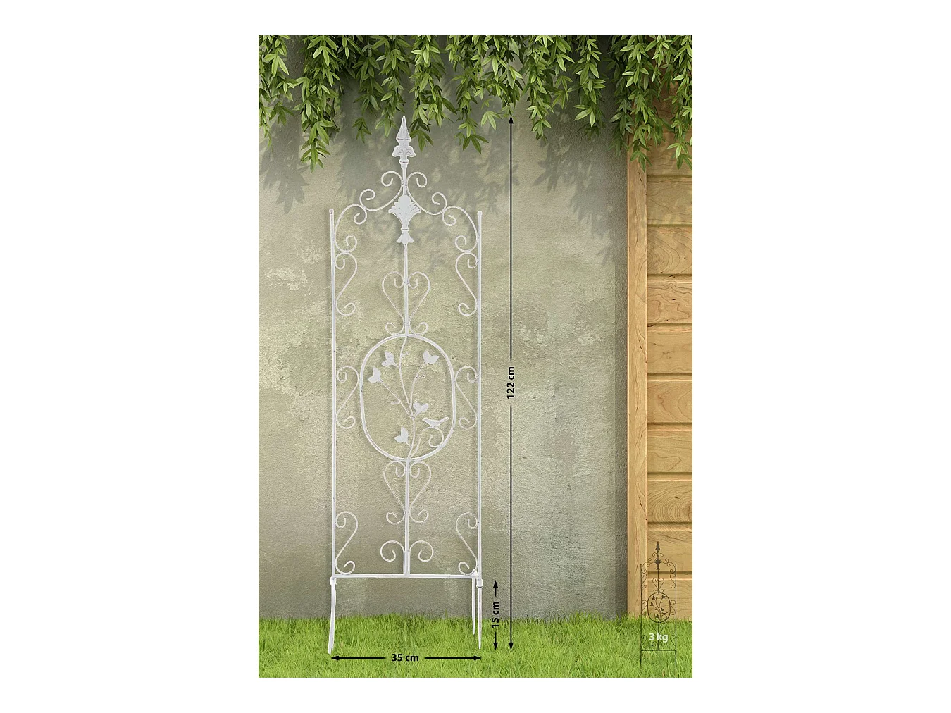 Lot de 2 treillis métal blanche 35 x 1 x 122 cm 10_0003826