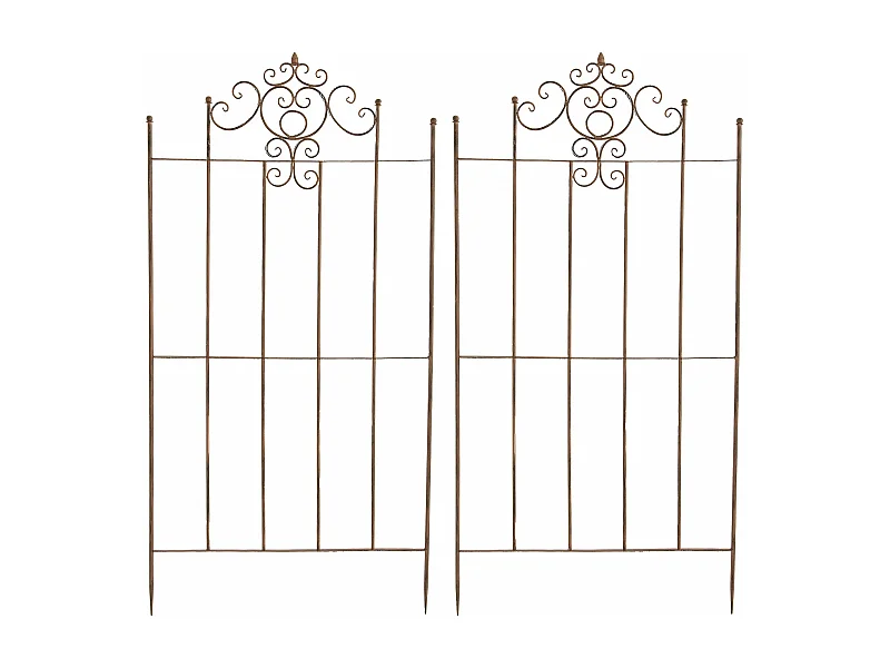 Lot de 2 treillis métal marron 85.5 x 2 x 170 cm 10_0003843