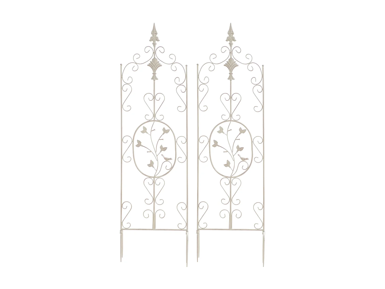 Lot de 2 treillis métal crème 35 x 1 x 122 cm 10_0003827