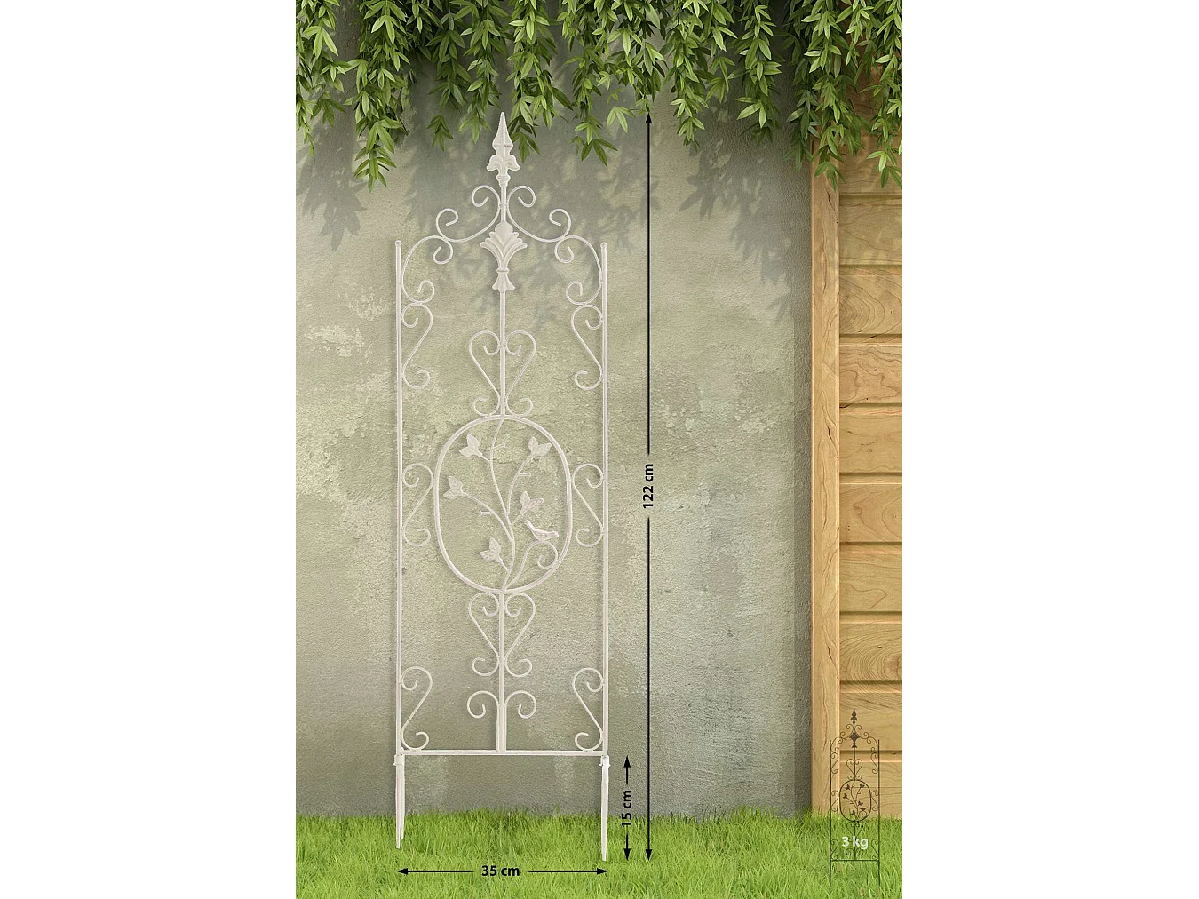 Lot de 2 treillis métal crème 35 x 1 x 122 cm 10_0003827