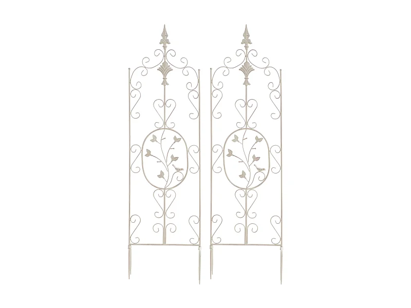 Lot de 2 treillis métal crème 35 x 1 x 122 cm 10_0003827