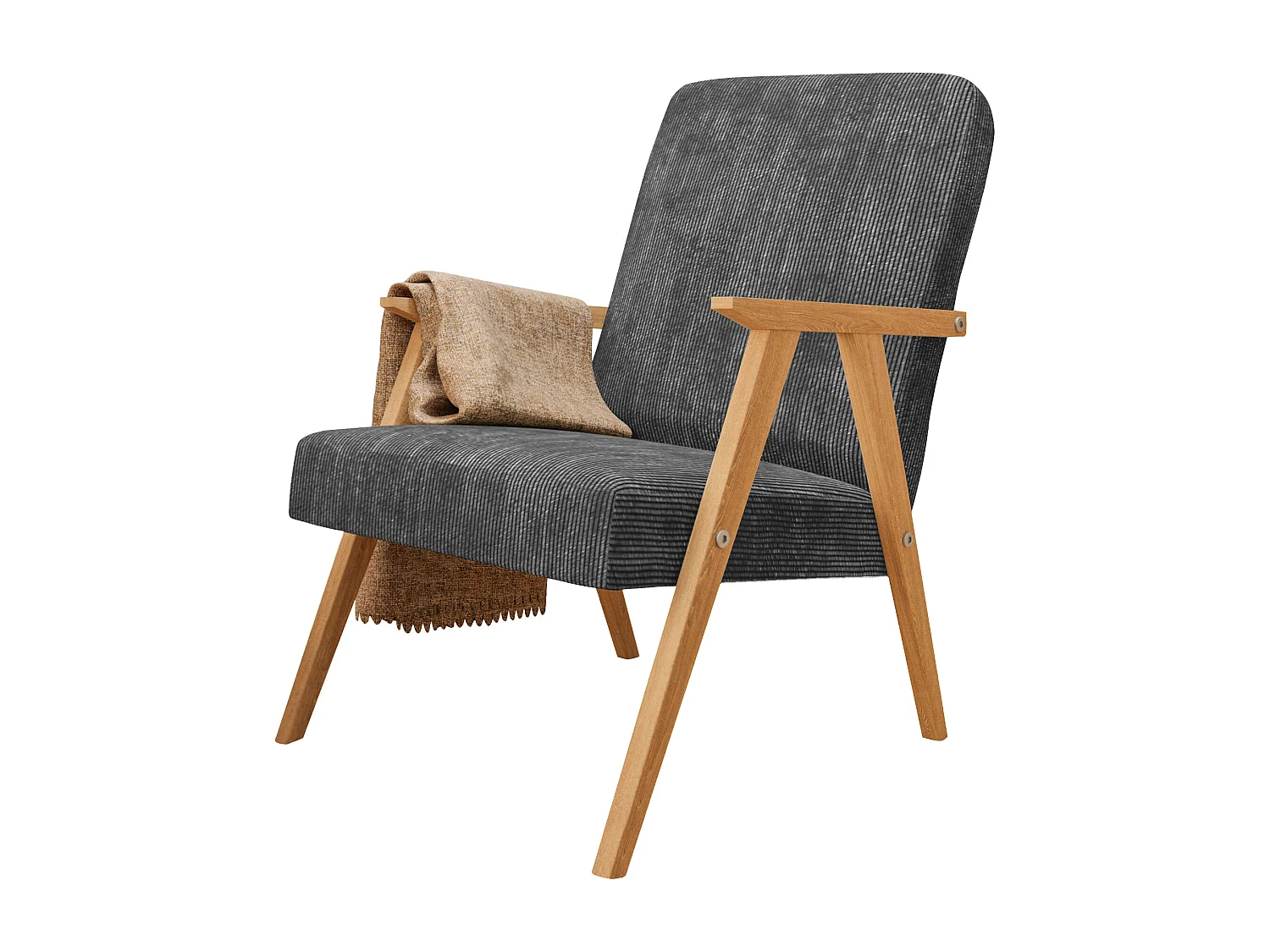 Sessel Petra klassische Sessel Retro im minimalistischen Stil Scandinavian Holz, dunkelgrau