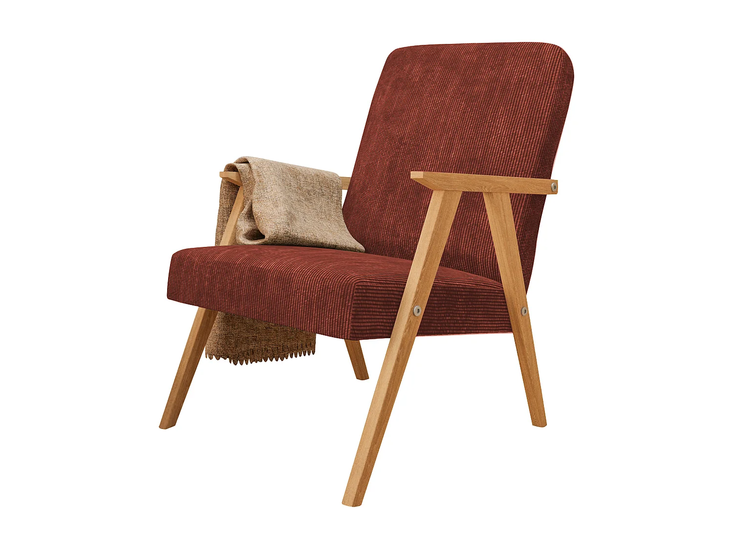 Sessel Petra klassische Sessel Retro im minimalistischen Stil Scandinavian Holz, dunkelrot