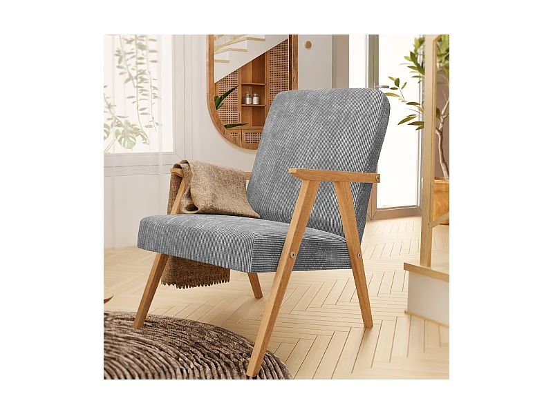 Sessel Petra klassische Sessel Retro im minimalistischen Stil Scandinavian Holz, hellgrau