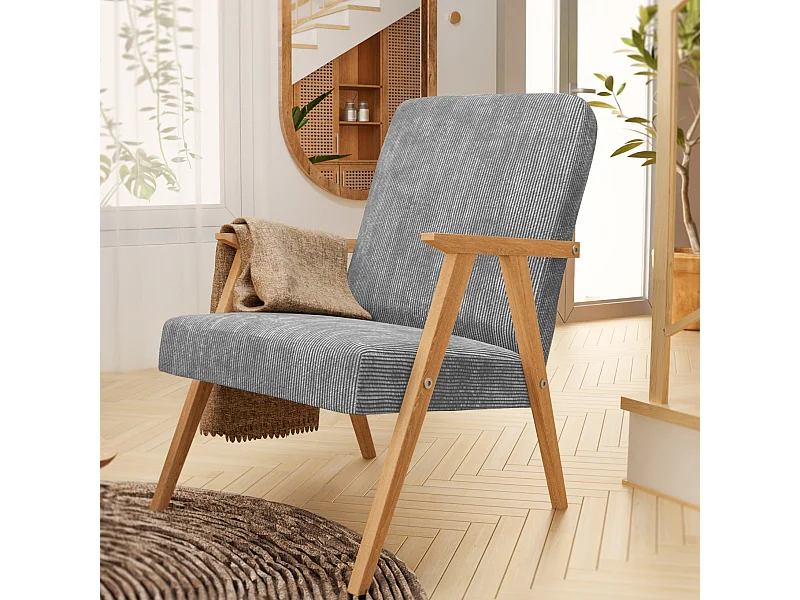 Sessel Petra klassische Sessel Retro im minimalistischen Stil Scandinavian Holz, hellgrau