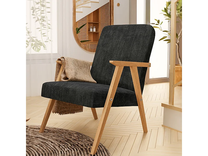 Sessel Petra klassische Sessel Retro im minimalistischen Stil Scandinavian Holz, schwarz