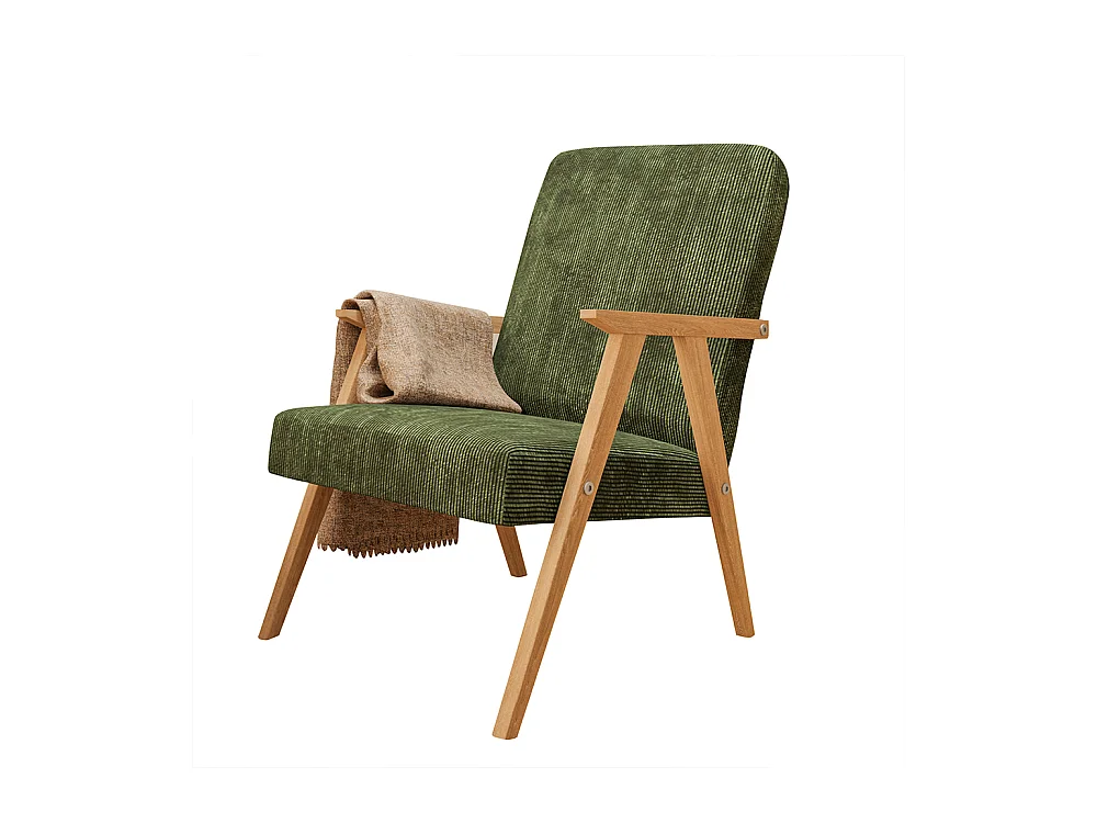 Sessel Petra klassische Sessel Retro im minimalistischen Stil Scandinavian Holz, grün