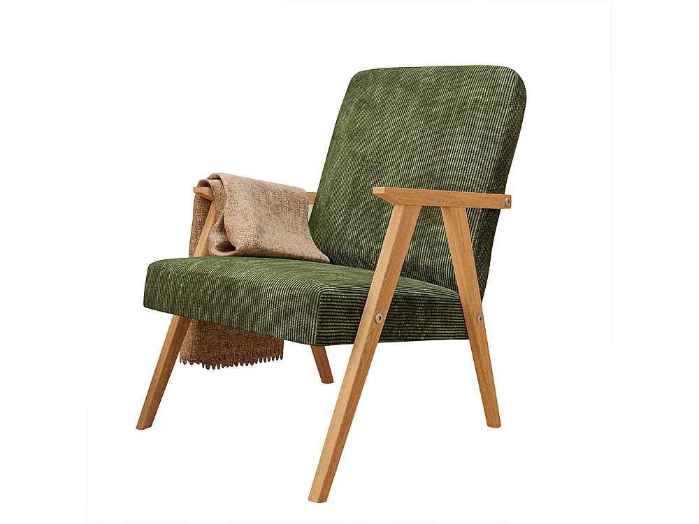 Sessel Petra klassische Sessel Retro im minimalistischen Stil Scandinavian Holz, grün