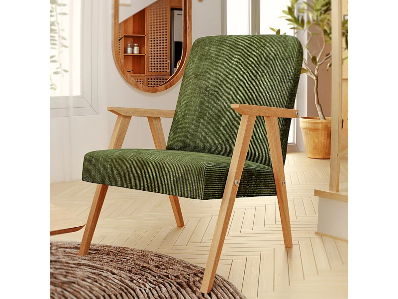 Sessel Petra klassische Sessel Retro im minimalistischen Stil Scandinavian Holz, grün