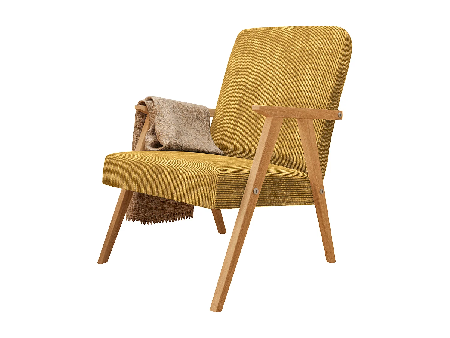 Sessel Petra klassische Sessel Retro im minimalistischen Stil Scandinavian Holz, gelb