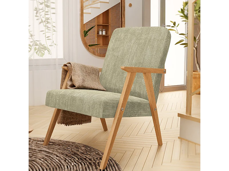 Sessel Petra klassische Sessel Retro im minimalistischen Stil Scandinavian Holz, olivgrün