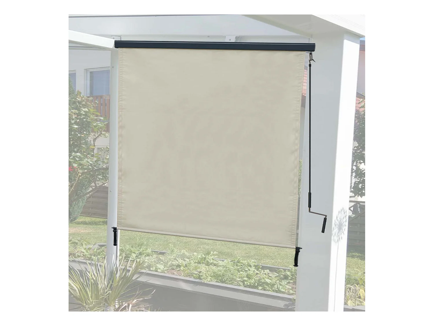 Store enrouleur de fenêtre beige 11 x 9 x 195 cm 04_0005775