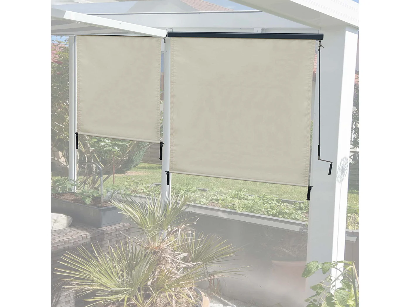 Store enrouleur de fenêtre beige 11 x 9 x 195 cm 04_0005775