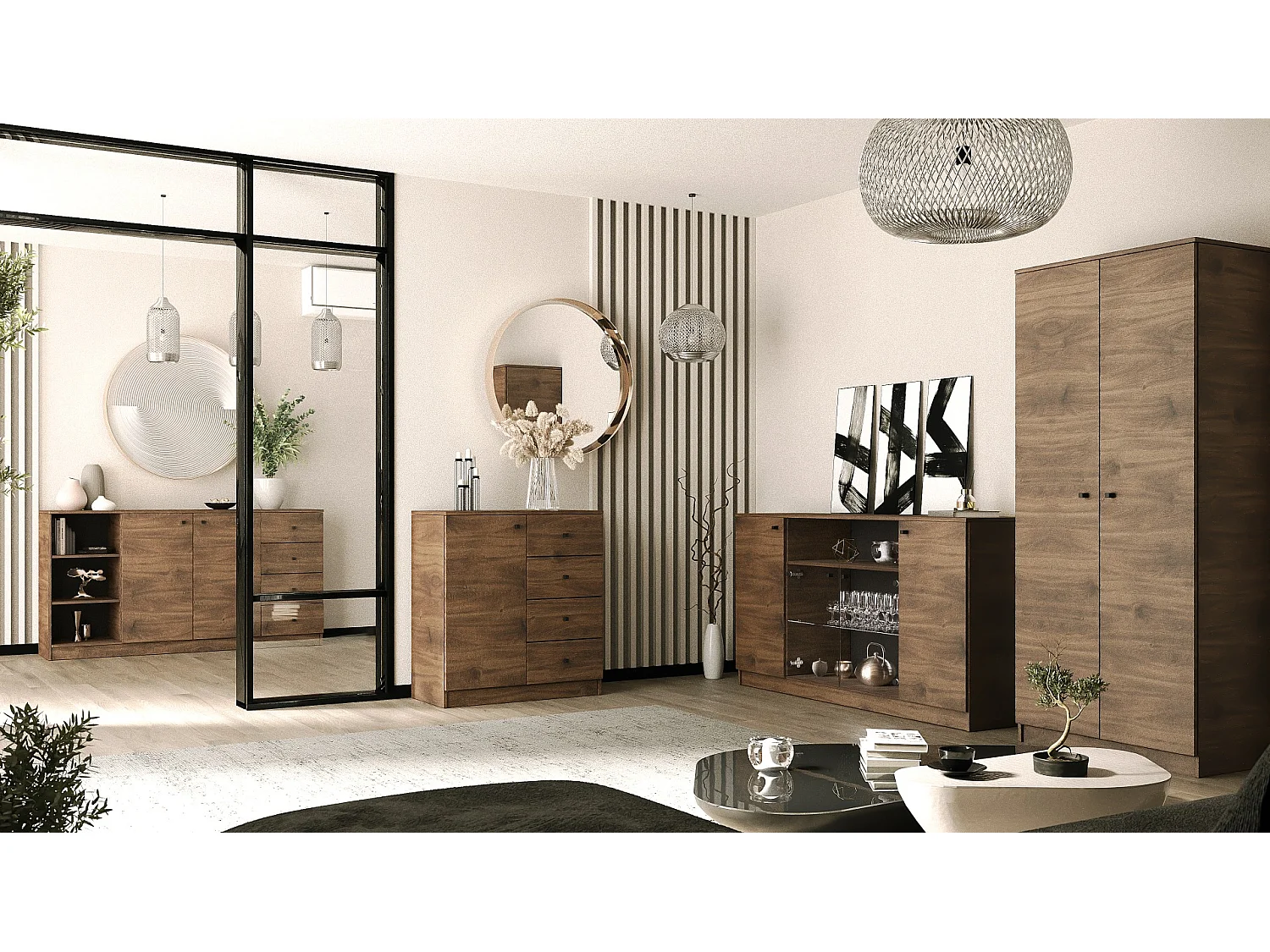 Sideboard Kommode Wilma VI 160 cm Schränke Holz Möbel Wohnzimmerschrank Farbe: Brandy Castello