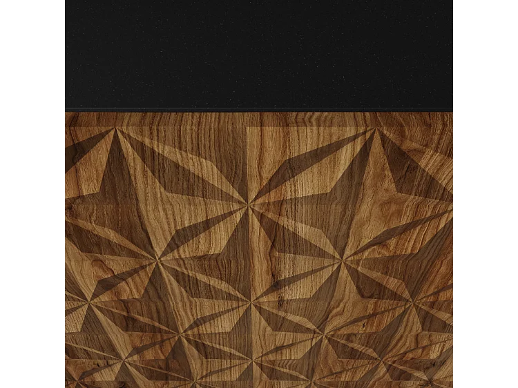 TV-Schrank Cali Fernsehschrank TV-Lowboard 200 cm Fronten gefräst wie ein Kaleidoskop modernes Design dreitürig Wandmontage (Farbe: schwarz, catania)