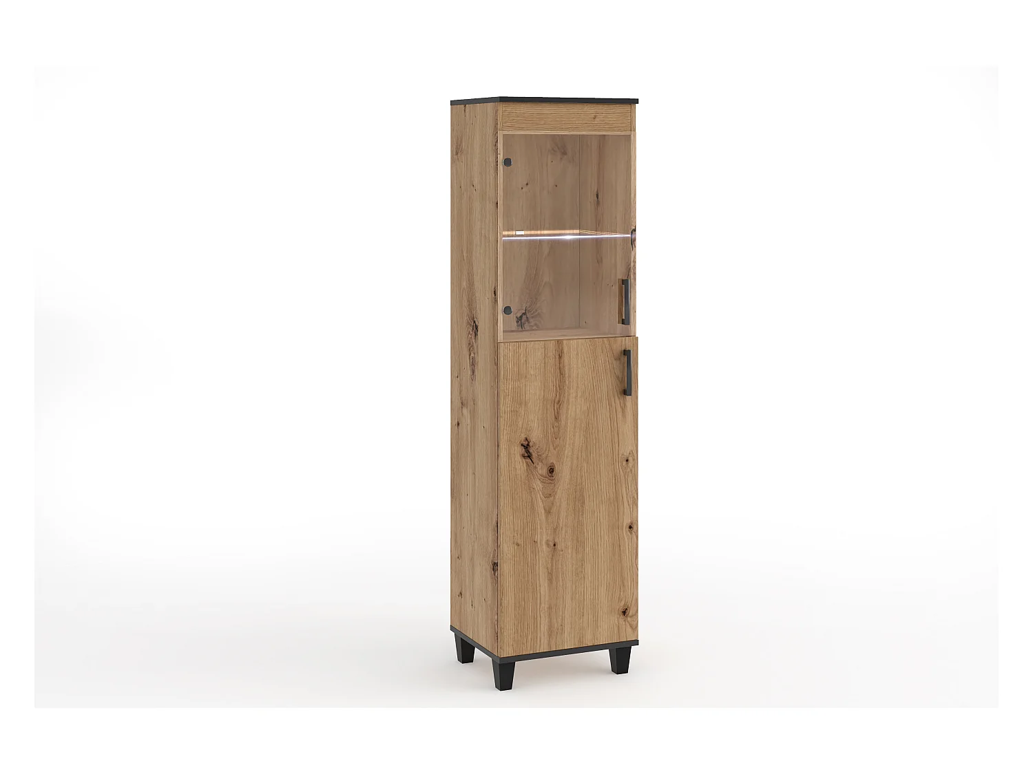 Vitrine Vanessa IV Glas Bar Schrank Schränke Regal Holz Möbel Wohnzimmer Glastür Holzbeine Standvitrine Wohnzimmerschrank