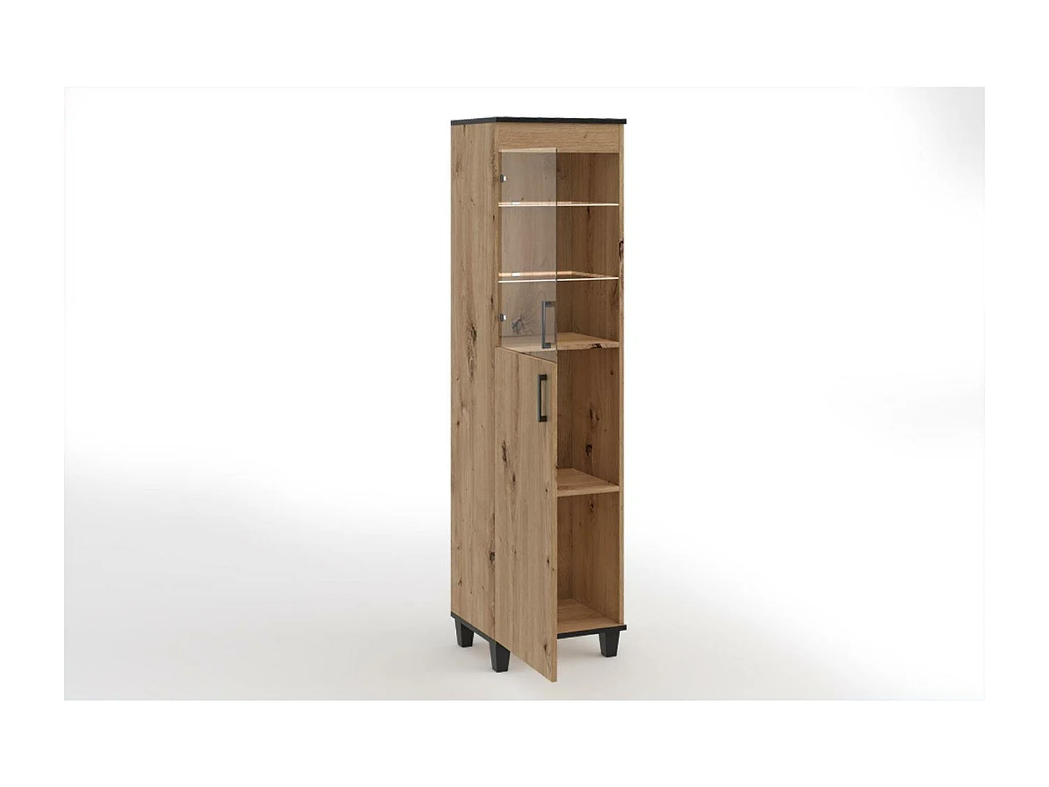 Vitrine Vanessa IV Glas Bar Schrank Schränke Regal Holz Möbel Wohnzimmer Glastür Holzbeine Standvitrine Wohnzimmerschrank