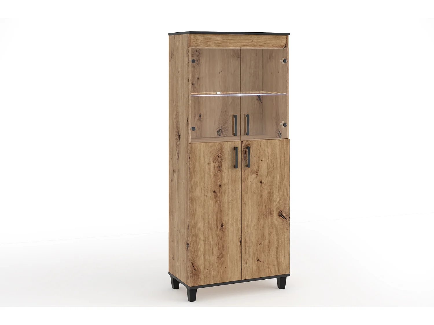 Vitrine Vanessa V Glas Bar Schrank Schränke Regal Holz Möbel Wohnzimmer Glastür mit Holzbeine Standvitrine Wohnzimmerschrank