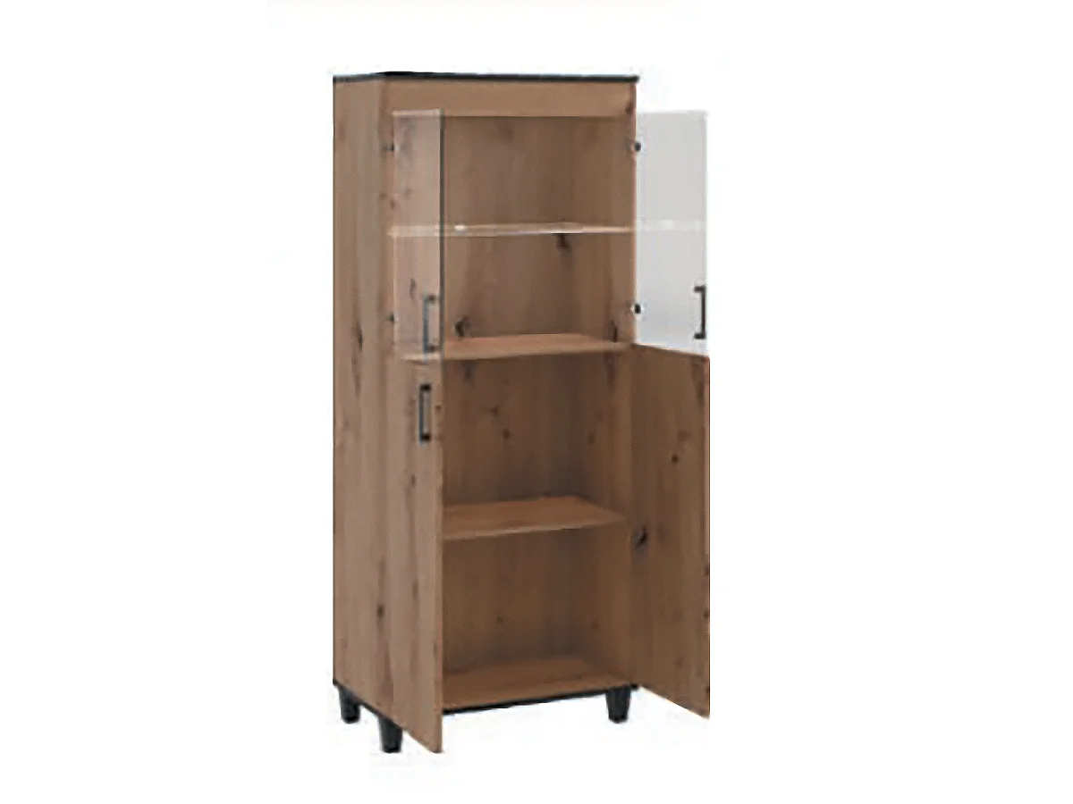 Vitrine Vanessa V Glas Bar Schrank Schränke Regal Holz Möbel Wohnzimmer Glastür mit Holzbeine Standvitrine Wohnzimmerschrank