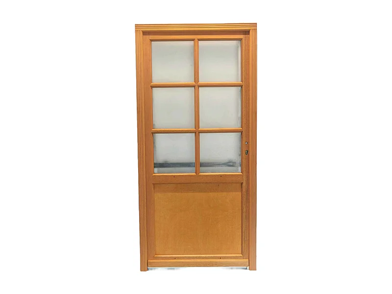 Porte De Service Bois Vitree Naxos, H,200xl,90 P,gauche + Poignee Et Barillet (ref 01245f924) Cotes Tableau Gd Menuiseries