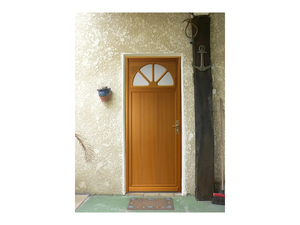 Porte De Service Bois Vitree Pixos, H,215xl,90 P,gauche + Poignee Et Barillet (ref 01245f924) Cotes Tableau Gd Menuiseries