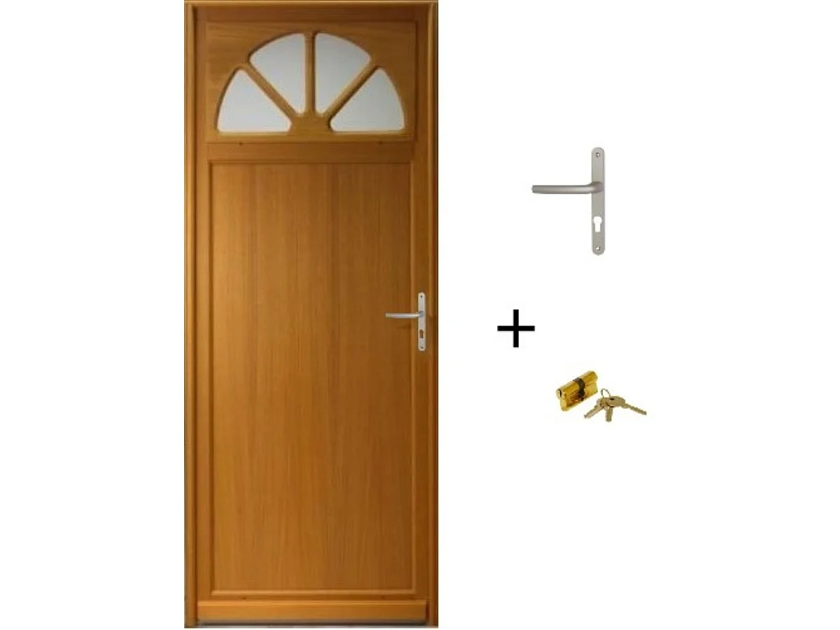 Porte De Service Bois Vitrée Pixos, H.215xl.90 Côte Tableau, P.gauche , Poignée, Barillet Gd Menuiseries