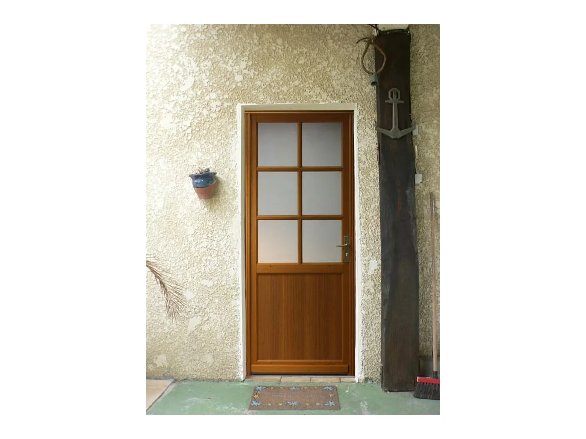 Porte De Service Bois Vitree Naxos, H,215xl,90 P,gauche + Poignee Et Barillet (ref 01245f924) Cotes Tableau Gd Menuiseries