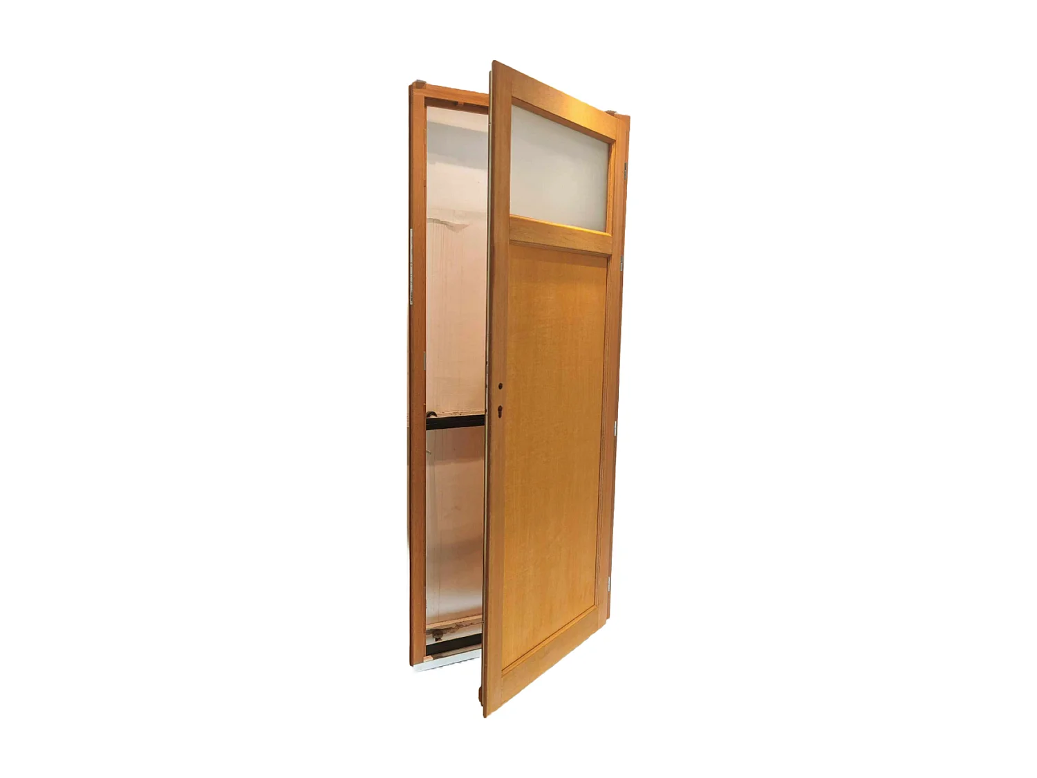 Porte De Service Bois Vitree Pagos, H,215xl,90  P,gauche + Poignee Et Barillet  (ref 01245f924) Cotes Tableau Gd Menuiseries