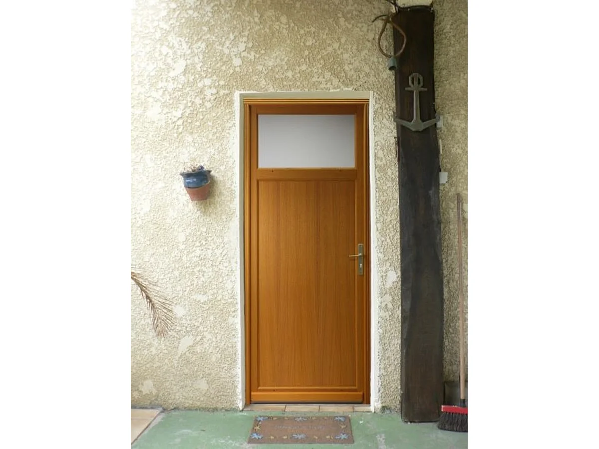 Porte De Service Bois Vitree Pagos, H,215xl,90  P,gauche + Poignee Et Barillet  (ref 01245f924) Cotes Tableau Gd Menuiseries