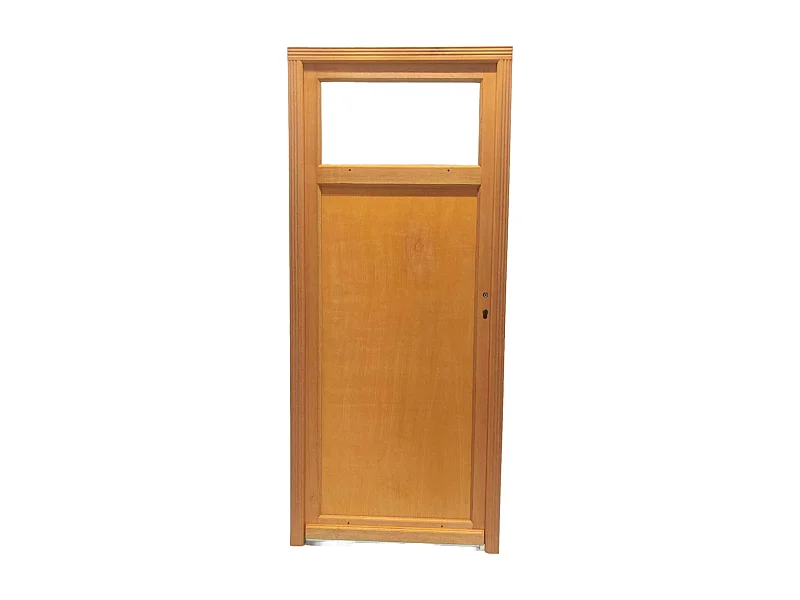 Porte De Service Bois Vitree Pagos, H,215xl,90  P,gauche + Poignee Et Barillet  (ref 01245f924) Cotes Tableau Gd Menuiseries