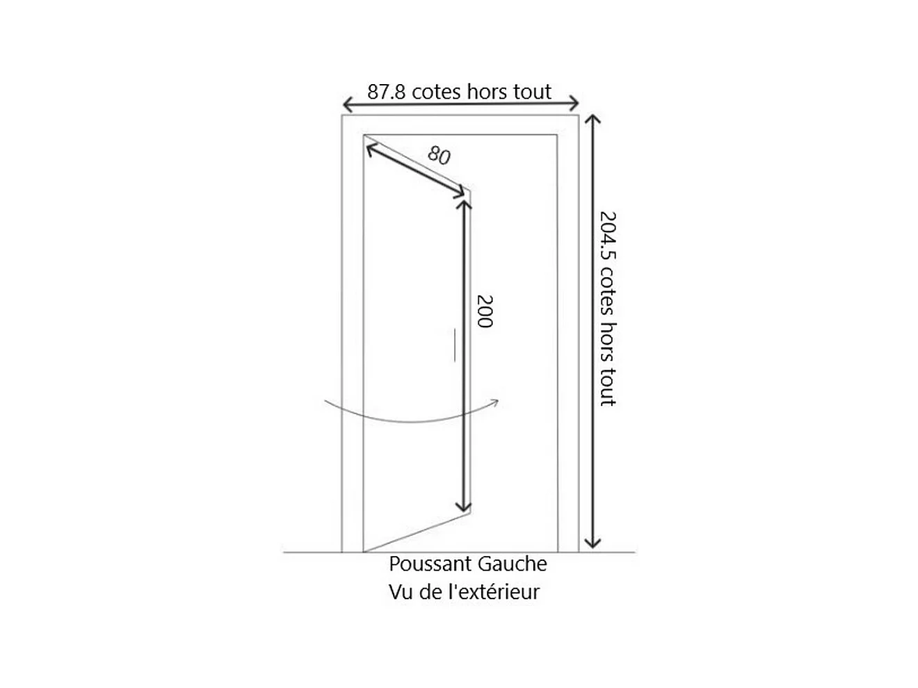 Porte De Service Bois Pagos, H,200xl,90 P,gauche + Poigneeet Barillet (ref 01245f924) Cotes Tableau Gd Menuiseries