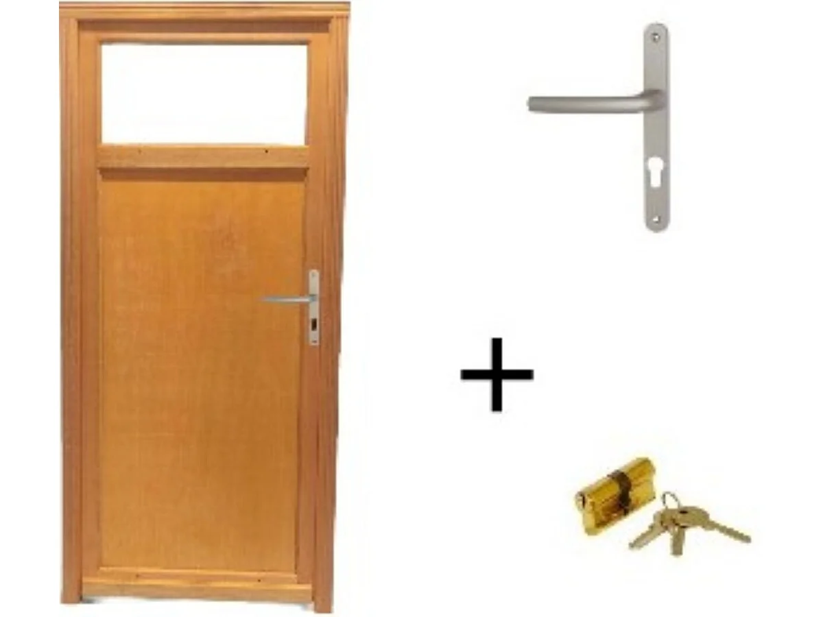 Porte De Service Bois Pagos, H,200xl,90 P,gauche + Poigneeet Barillet (ref 01245f924) Cotes Tableau Gd Menuiseries