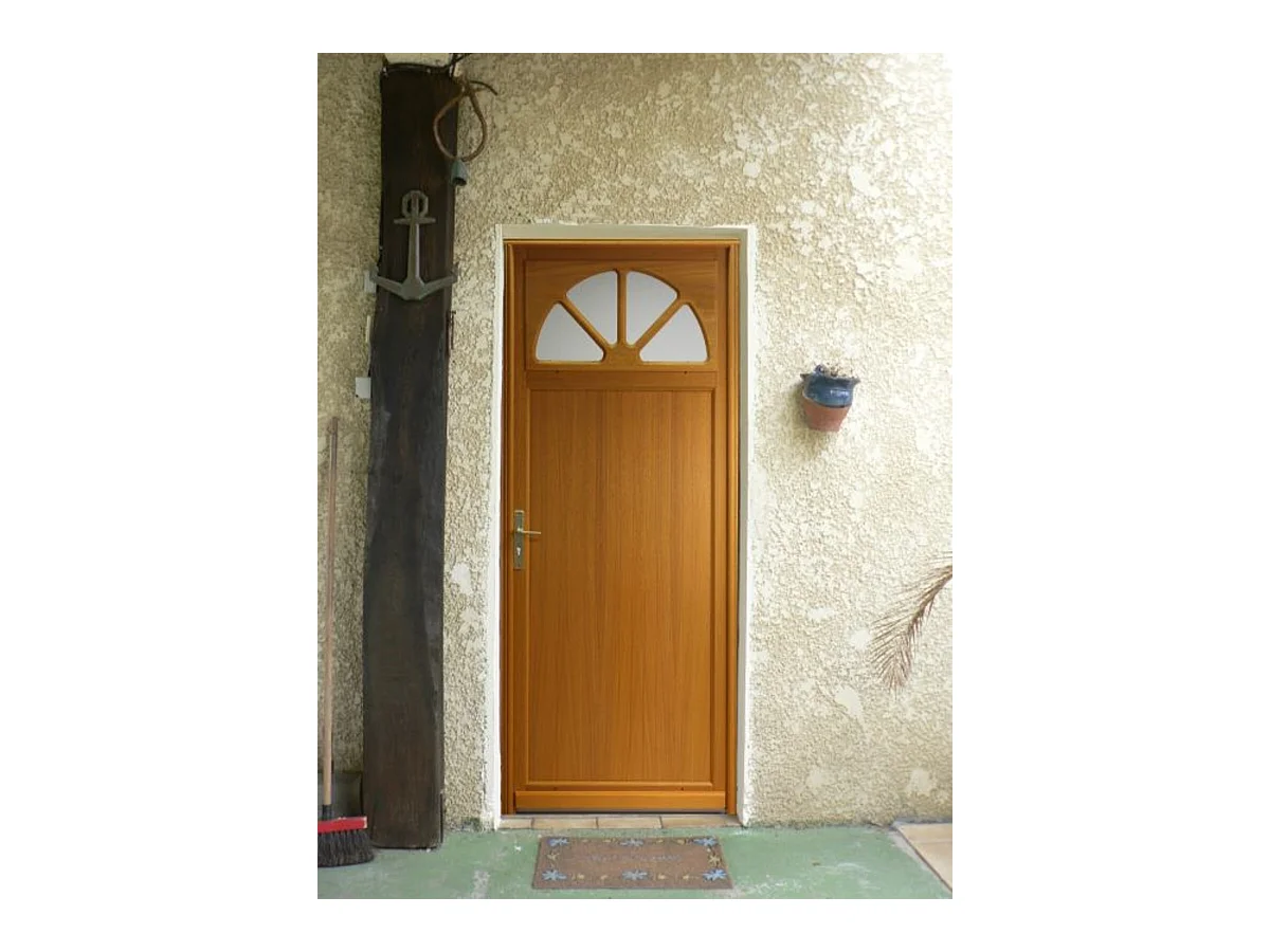 Porte De Service Bois Vitree Pixos, H,215xl,90 P, Droit + Poignee Et Barillet (ref 01245f924) Cotes Tableau Gd Menuiseries