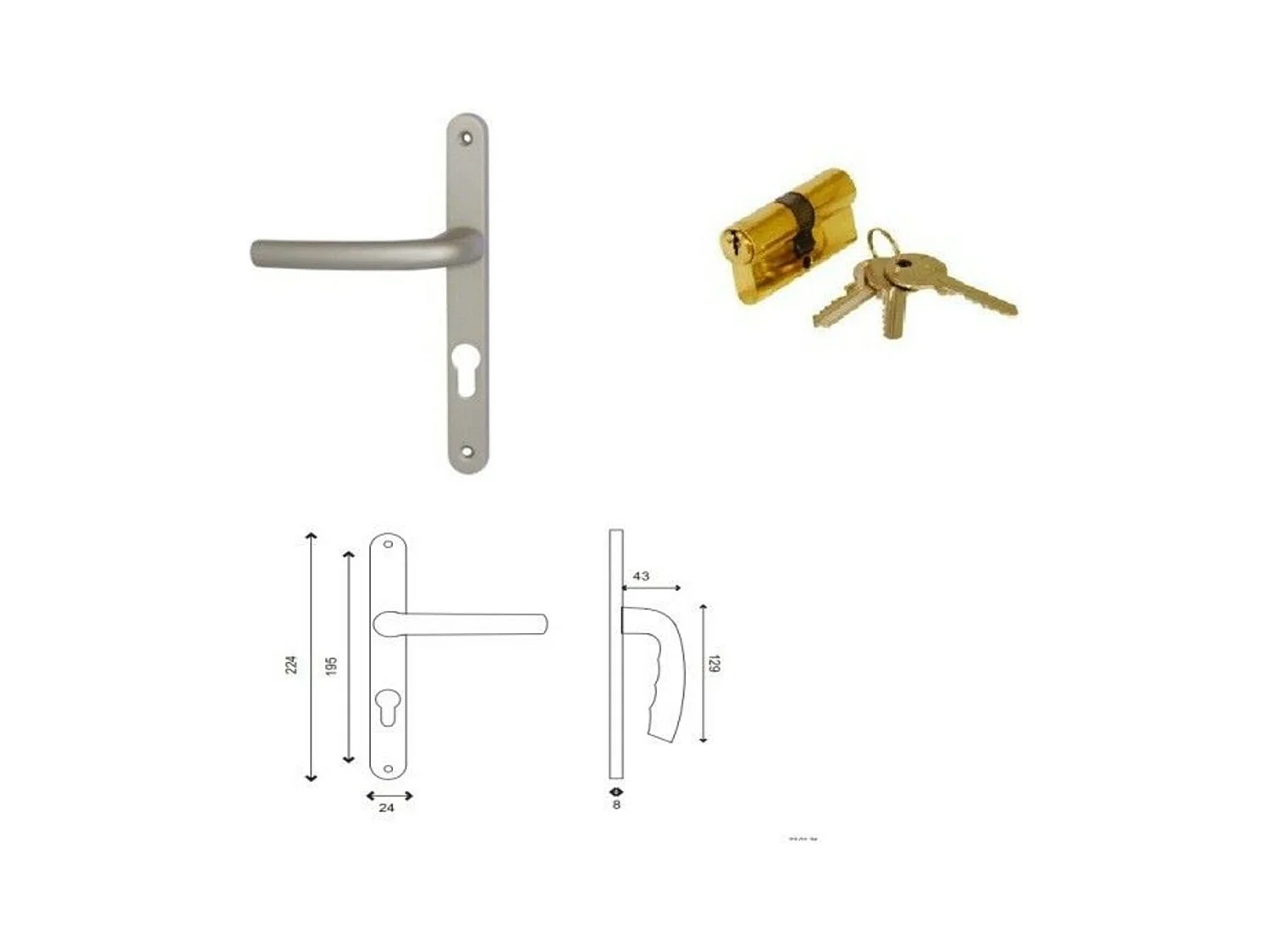 Porte De Service Bois Vitree Pixos, H,215xl,90 P, Droit + Poignee Et Barillet (ref 01245f924) Cotes Tableau Gd Menuiseries