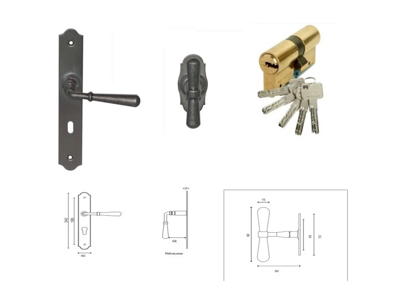 Porte D'entree Bois Vitree, Vauban, H,215xl,80 P, Droit + Poignee Et Barillet (ref 010403rfp) Cotes Tableau Gd Menuiseries