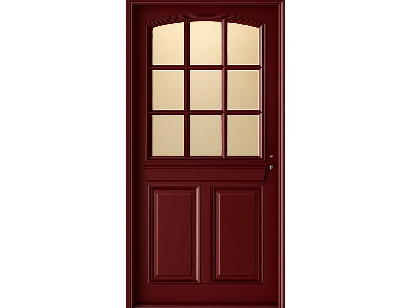 Porte d'entree Bois vitree, Alize Rouge RAL 3004, H,215xl,90  p,gauche Cotes Tableau