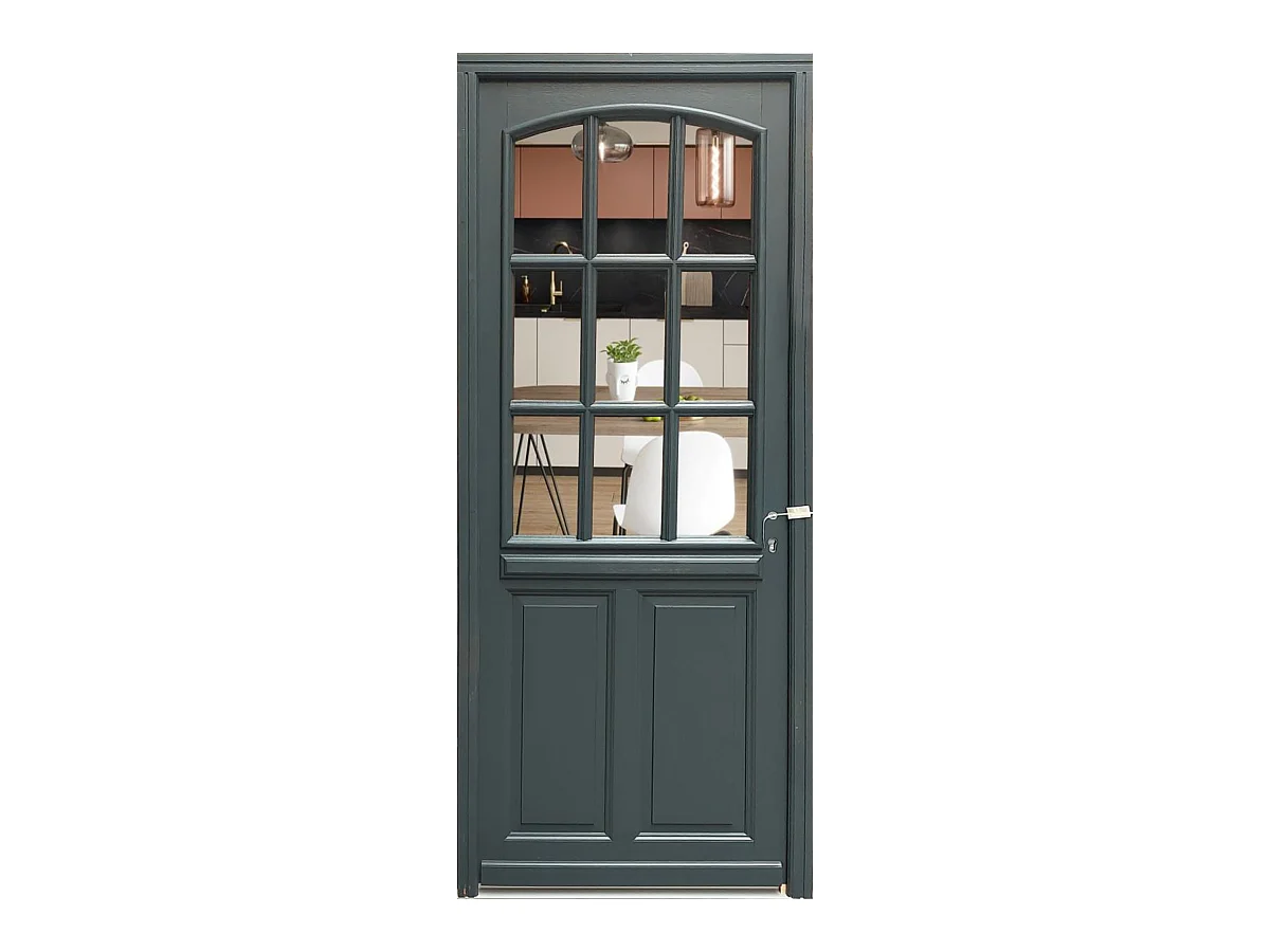 Porte d'entree Bois vitree, Alexa , gris RAL7016, H,215xl,90  p,gauche  Cote Tableau + Poignee Et Barillet (010723NO)