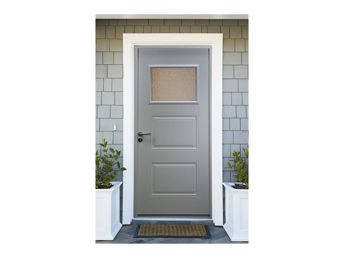 Porte d'entrée acier vitrée, TER Blanc, H,215xl,90 p, gaucheCotes Tableau