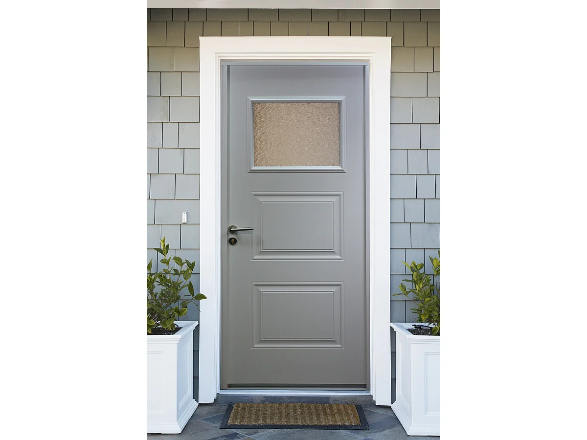 Porte d'entree acier vitree, TER Blanc, H,215xl,90 p, gauche Cotes Tableau