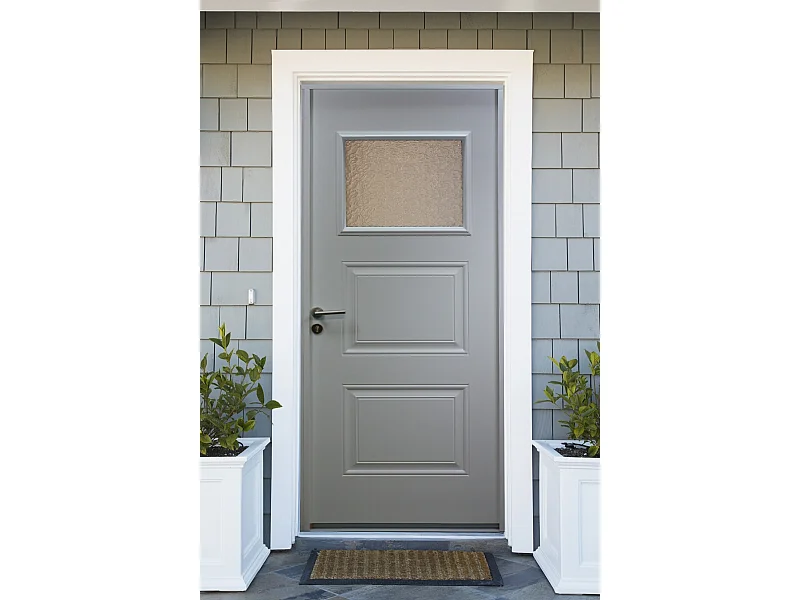 Porte d'entree acier vitree, TER Blanc, H,215xl,90 p, gauche Cotes Tableau