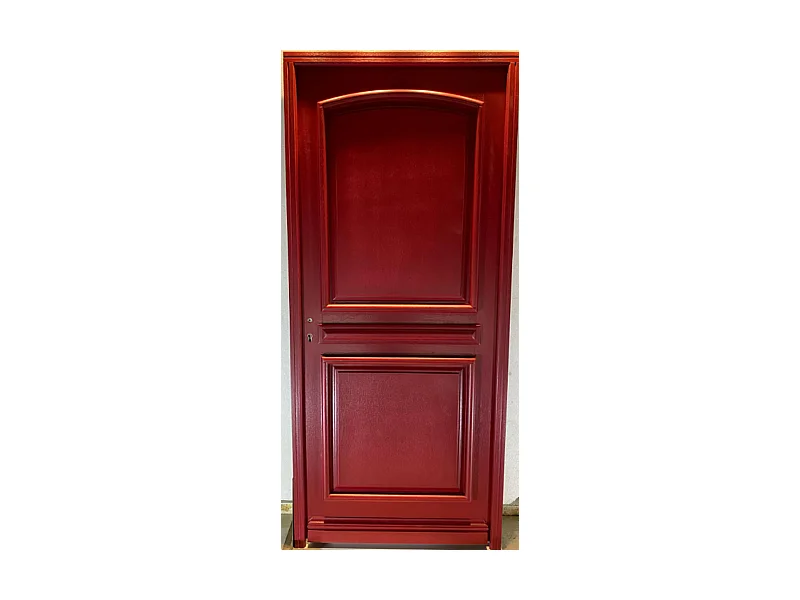 Porte d'entree Bois Pleine, Carene Rouge RAL 3004, H,215xl,90  p, droit Cote Tableau