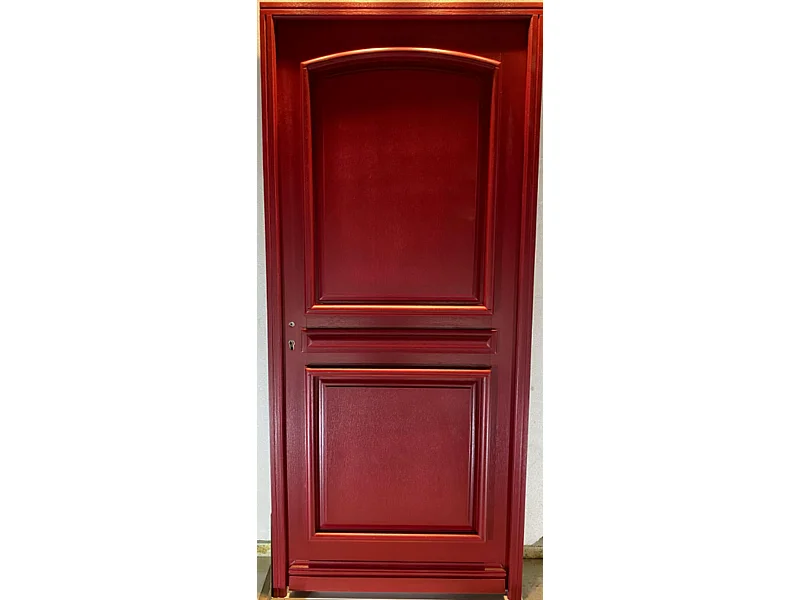 Porte d'entree Bois Pleine, Carene Rouge RAL 3004, H,215xl,90 p, droit Cote Tableau