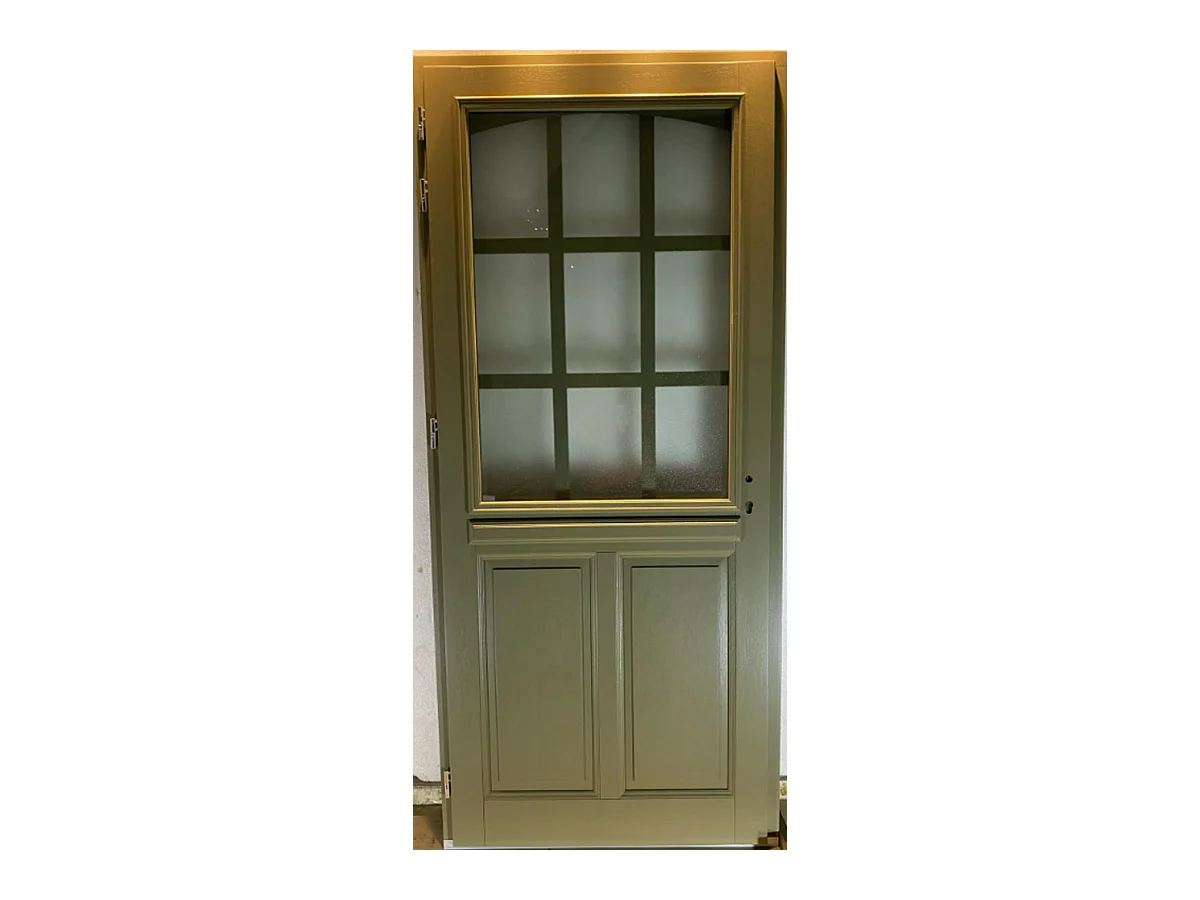 Porta d'ingresso in legno vitreo, Andore RAL 7002, H,215xl,90 p, destra Dimensioni Tabella senza maniglia