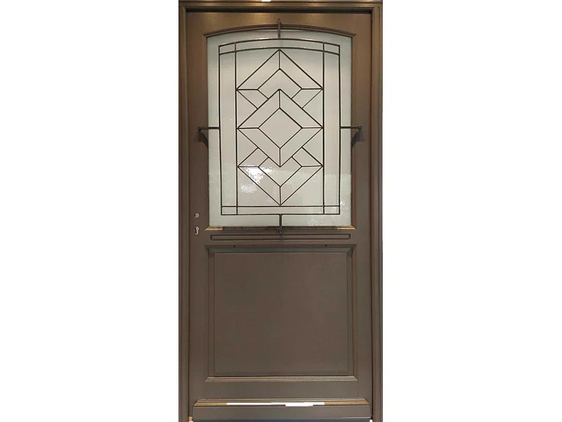 Porte d'entree Bois vitree, Elodie Gris RAL 7039, H,215xl,90  p, droit Cotes Tableau