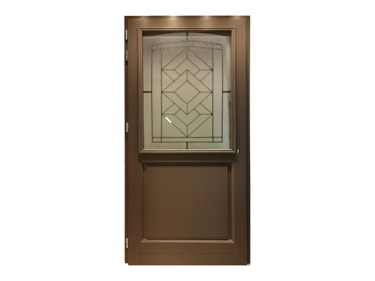 Porte d'entree Bois vitree, Elodie Gris RAL 7039, H,215xl,90  p, droit Cotes Tableau