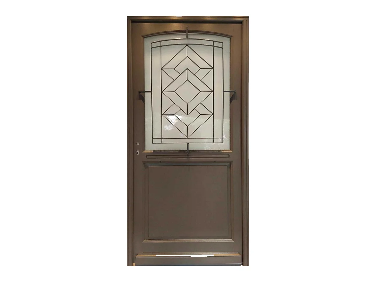 Porte d'entree Bois vitree, Elodie Gris RAL 7039, H,215xl,90  p, droit Cotes Tableau