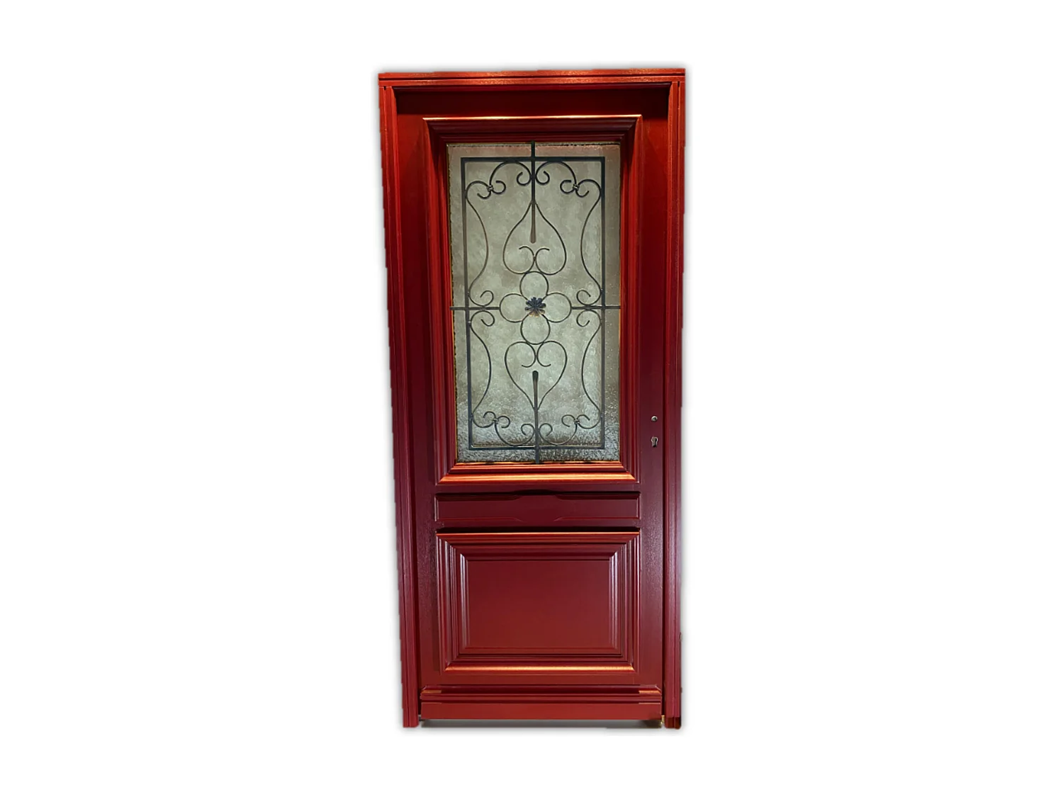 Porte D'entrée Bois Vitrée Canada Rouge Ral3004, H.215xl.90 P, Gauche Cotes Tableau Gd Menuiseries