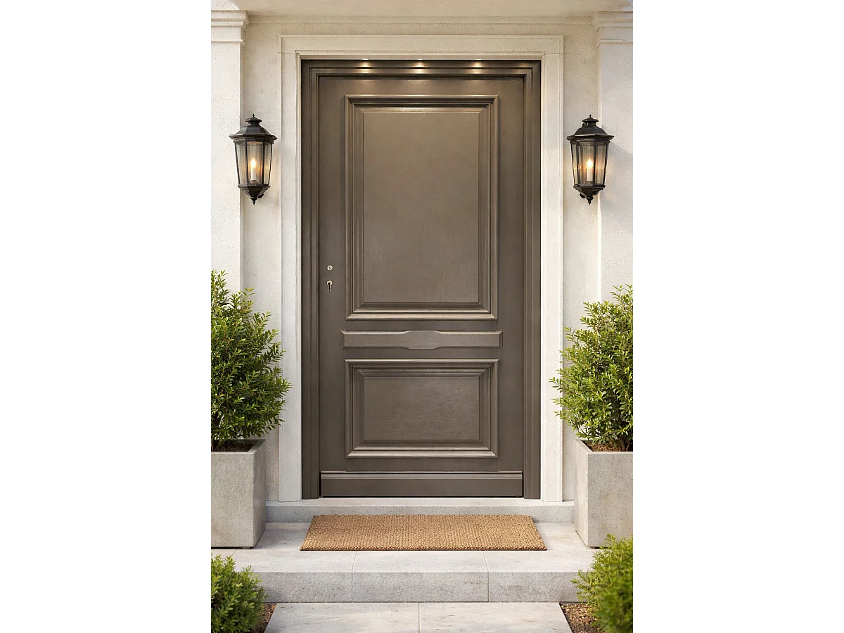 Porte D'entrée Bois Pleine Cassy Gris Quartz, H.215xl.90 Cm Côte Tableau P.droit Gd Menuiseries