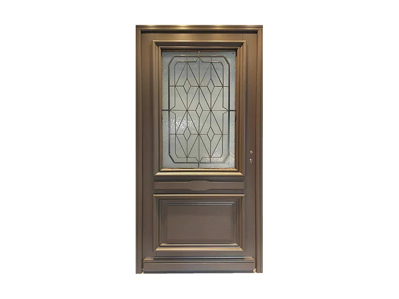 Porte d'entree Bois  vitree, Camille Gris RAL 7039, H,215xl,90  p,gauche Cotes Tableau