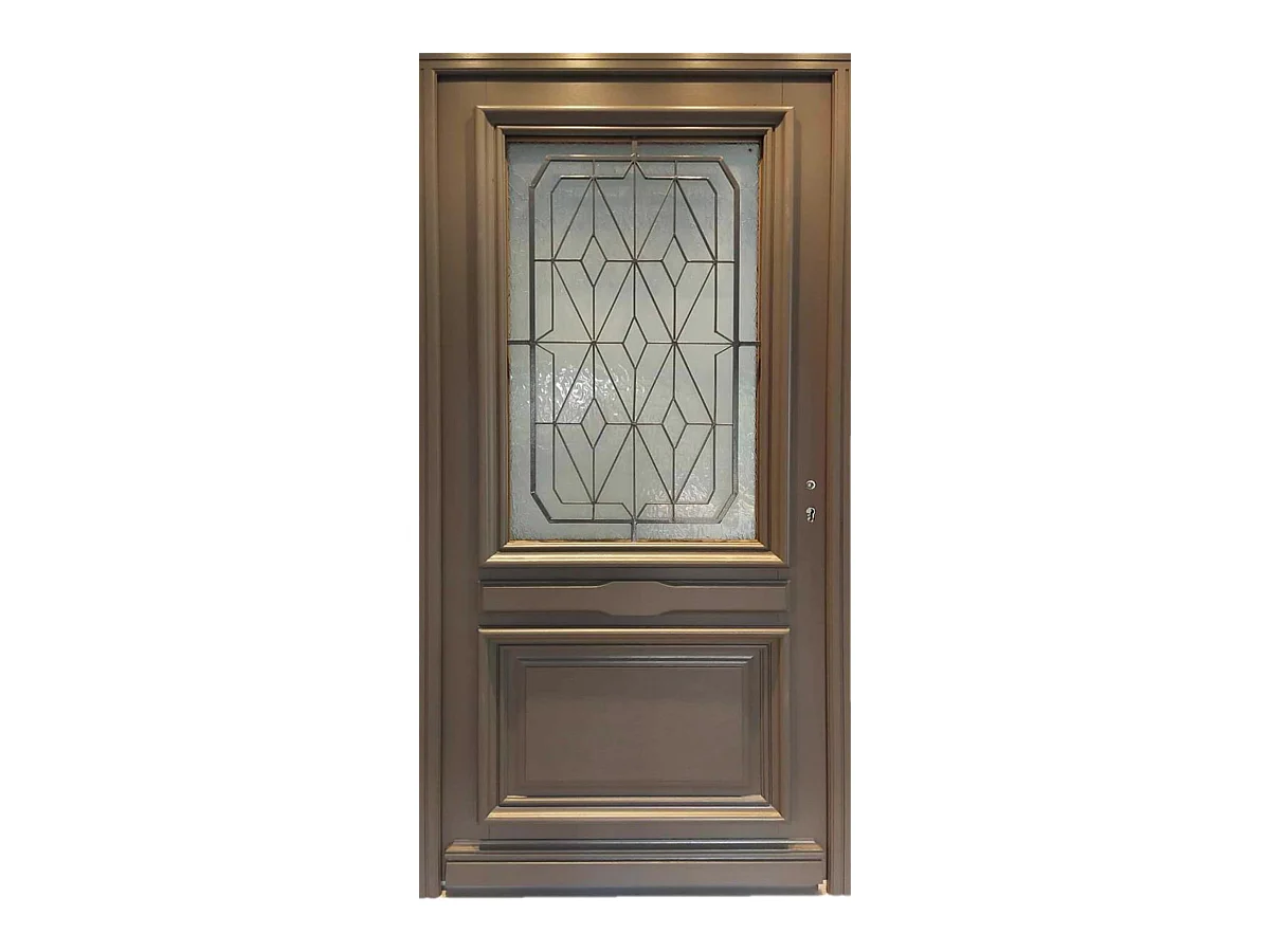 Porte d'entree Bois  vitree, Camille Gris RAL 7039, H,215xl,90  p,gauche Cotes Tableau